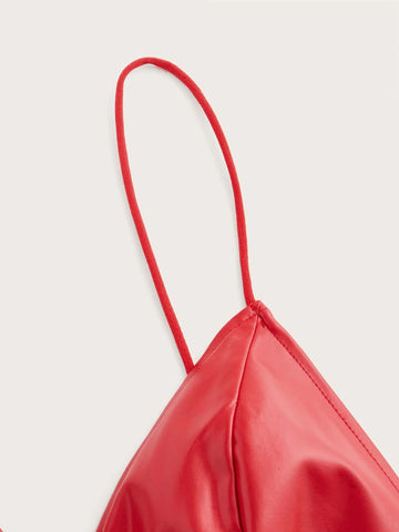 Solid PU Leather Bodycon Dress