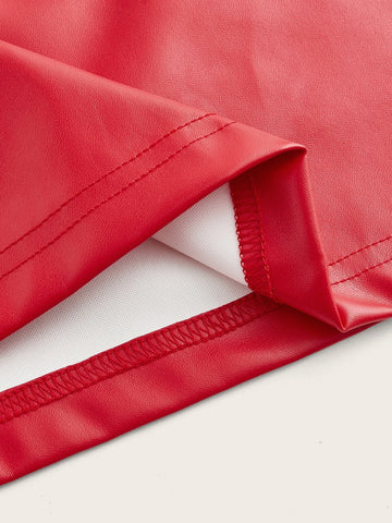 Solid PU Leather Bodycon Dress