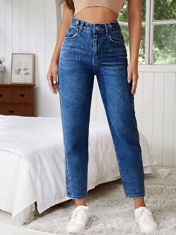 High Waist Cat Scratch Mom Fit Jeans