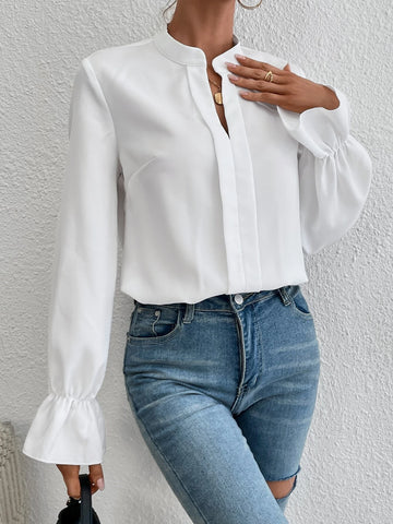 Unity Flounce Sleeve Notched Neck Bodysuit