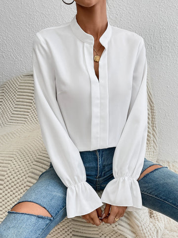 Unity Flounce Sleeve Notched Neck Bodysuit