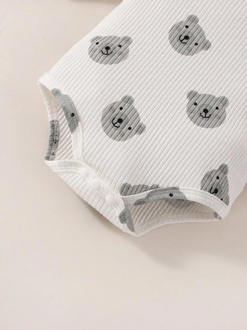 Newborn Baby Cartoon Graphic Bodysuit & Pants & Hat