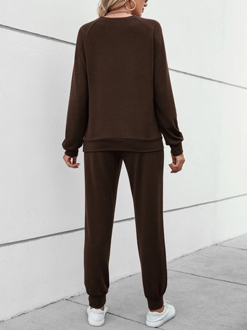 Raglan Sleeve Pullover & Drawstring Waist Sweatpants