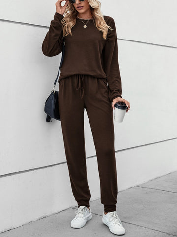 Raglan Sleeve Pullover & Drawstring Waist Sweatpants