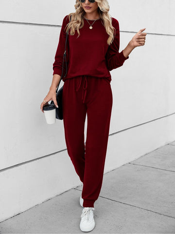 Raglan Sleeve Pullover & Drawstring Waist Sweatpants