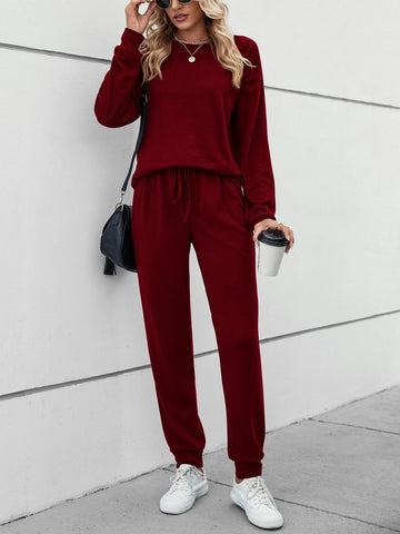 Raglan Sleeve Pullover & Drawstring Waist Sweatpants