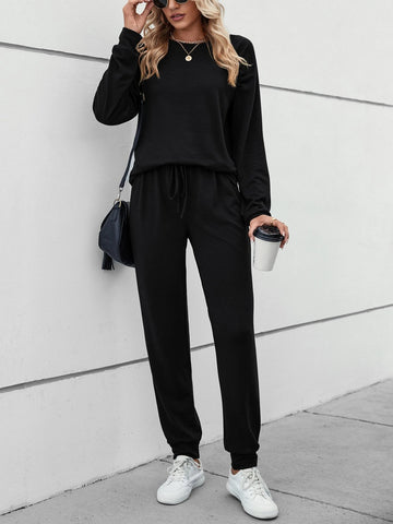Raglan Sleeve Pullover & Drawstring Waist Sweatpants