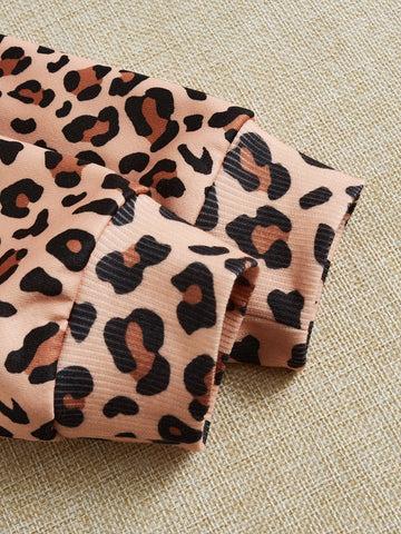 Girls Figure And Leopard Print Pullover & Leggings
