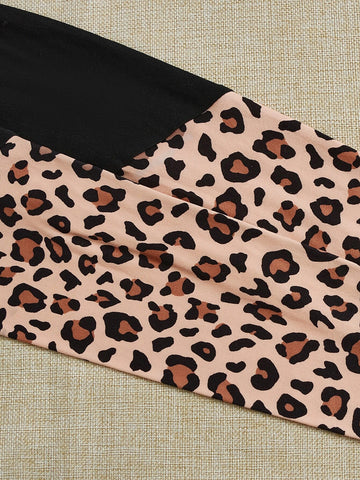 Girls Figure And Leopard Print Pullover & Leggings