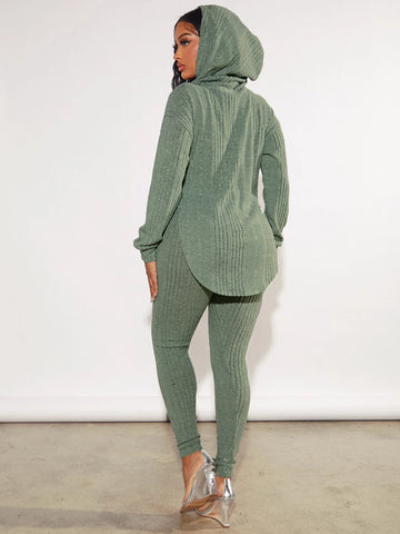 SXY Drop Shoulder Curved Hem Top & Leggings