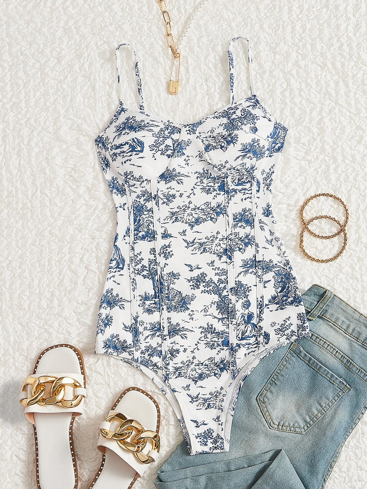 Plant Print Cami Bodysuit