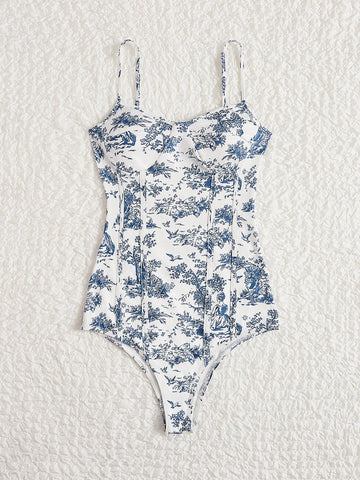 Plant Print Cami Bodysuit