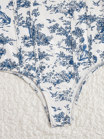 Plant Print Cami Bodysuit