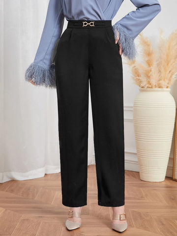 Chain Detail Straight Leg Pants