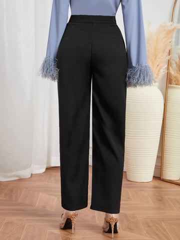 Chain Detail Straight Leg Pants