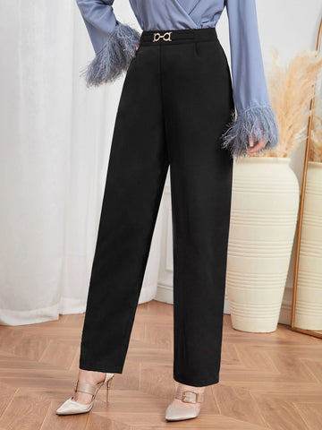Chain Detail Straight Leg Pants