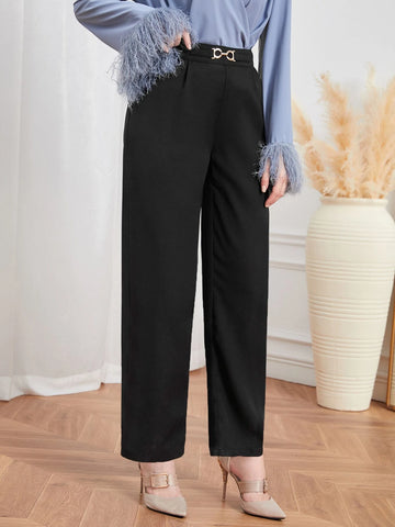 Chain Detail Straight Leg Pants