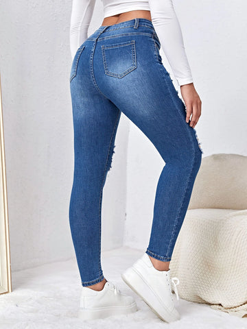 Ripped Cut Out Skinny Jeans