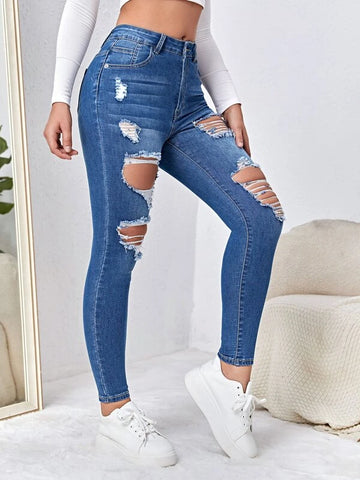 Ripped Cut Out Skinny Jeans
