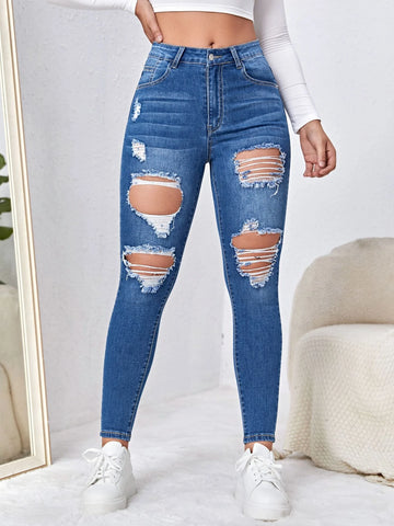 Ripped Cut Out Skinny Jeans
