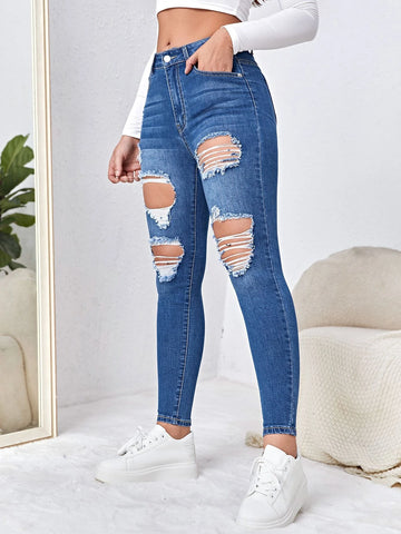 Ripped Cut Out Skinny Jeans