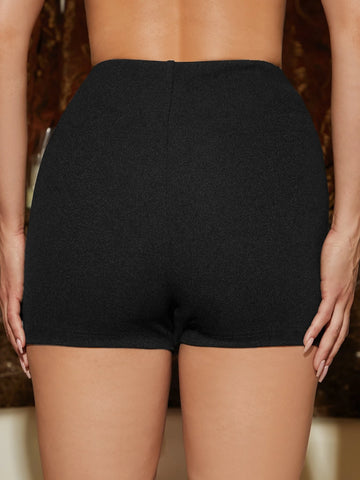 Solid High Waist Shorts