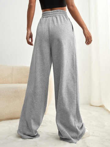 Lace Up Waist Wide Leg Sweatpants
