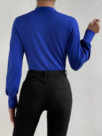 Plunging Neck Lantern Sleeve Bodysuit