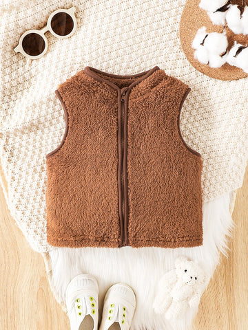 Baby Zip Up Teddy Vest Coat