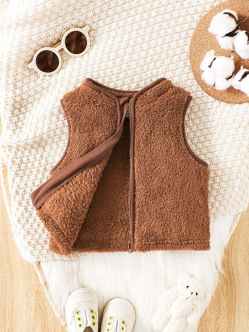 Baby Zip Up Teddy Vest Coat