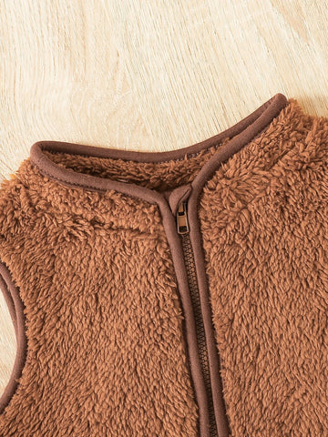 Baby Zip Up Teddy Vest Coat