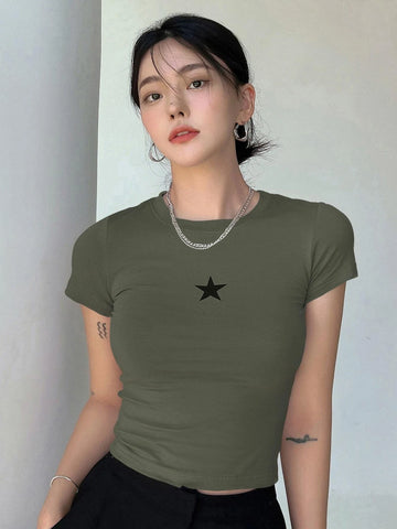 DAZY Star Print Crop Tee