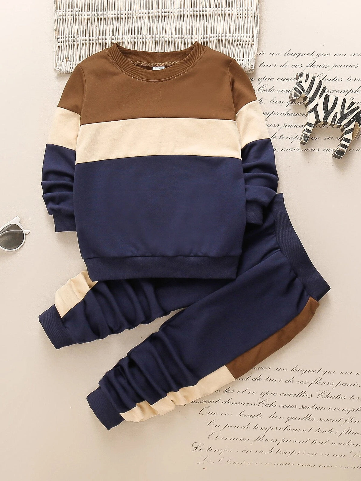 Toddler Boys Color Block Pullover & Contrast Side Seam Sweatpants