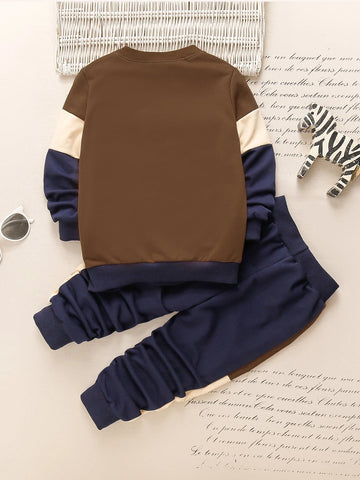 Toddler Boys Color Block Pullover & Contrast Side Seam Sweatpants