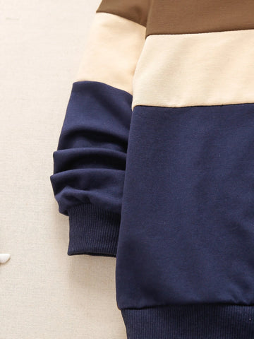 Toddler Boys Color Block Pullover & Contrast Side Seam Sweatpants