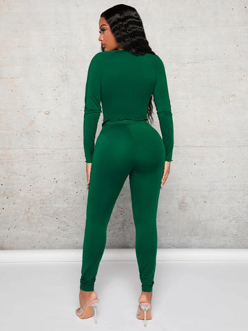 Sweetheart Neck Split Hem Top & Leggings