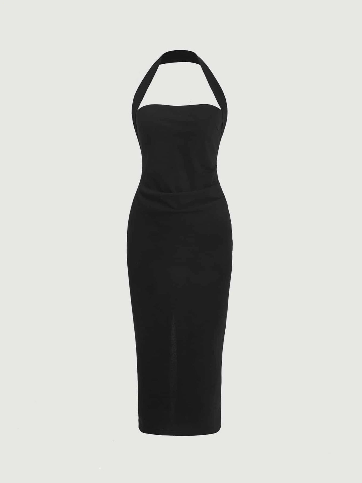 Solid Split Hem Halter Dress
