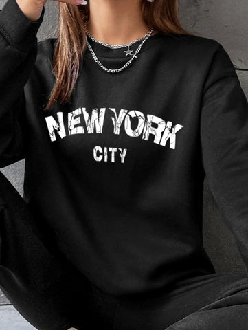 Letter Graphic Drop Shoulder Pullover & Sweatpants