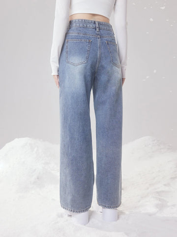 ROMWE Fairycore High Waist Ripped Straight Leg Jeans