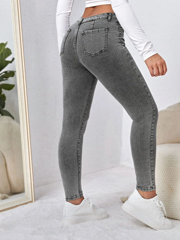 Slant Pocket Skinny Jeans