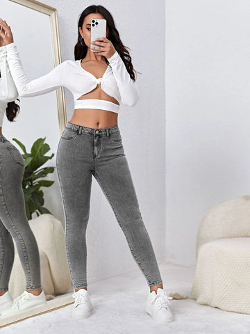 Slant Pocket Skinny Jeans