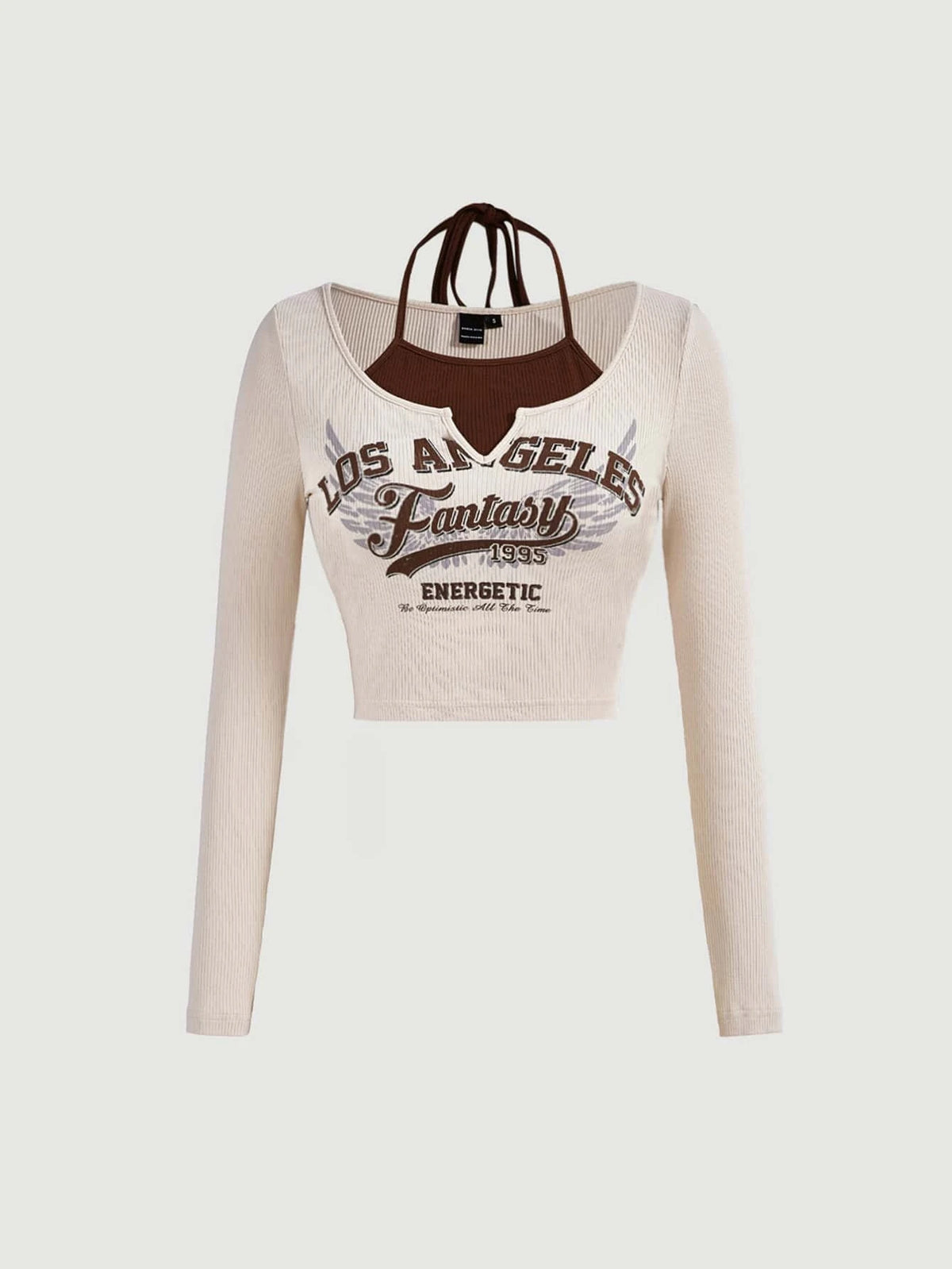Letter Graphic Halter Neck 2 In 1 Tee