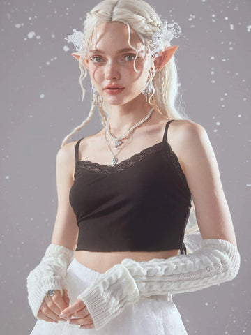 ROMWE Fairycore Tie Backless Crop Cami Top
