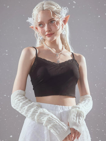 ROMWE Fairycore Tie Backless Crop Cami Top