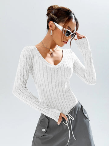 Plunging Neck Tee Bodysuit