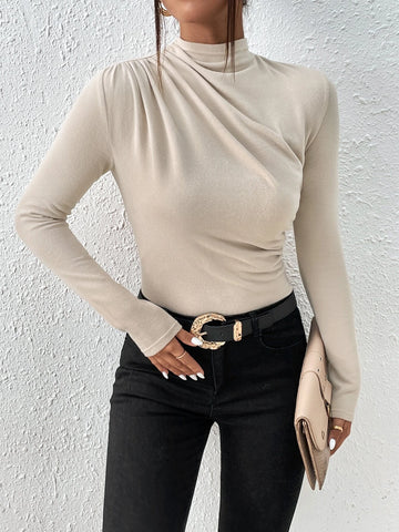 Mock Neck Ruched Bodysuit