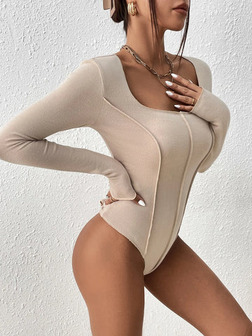 Scoop Neck Seam Detail Bodysuit