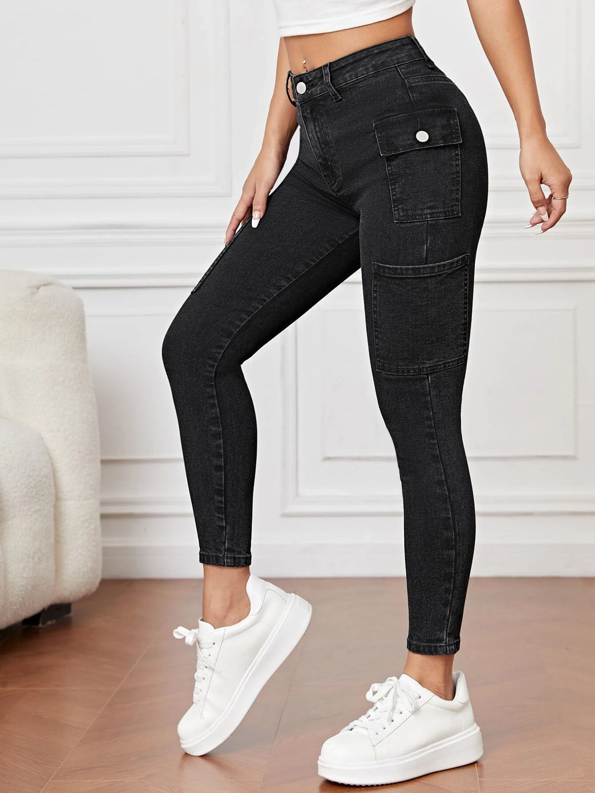 PETITE Flap Pocket Side Skinny Jeans