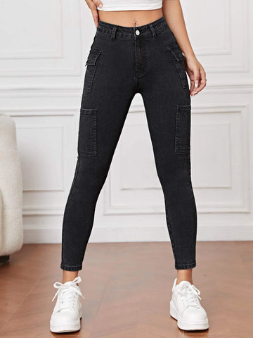 PETITE Flap Pocket Side Skinny Jeans