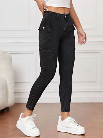 PETITE Flap Pocket Side Skinny Jeans